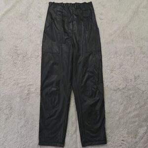 PrettyLittleThing Faux Leather Pants Women's 4 US Black High Waist Straight Leg